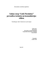 Konspekts 'Saikne starp “Lielā Piecinieka” personības iezīmēm un komunikācijas stiliem', 1.