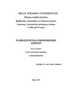 Konspekts 'Globalizācijas ekonomiskie aspekti', 1.
