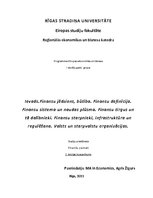 Konspekts 'Finanšu jēdziens, būtība. Finanšu sistēma un naudas plūsma', 1.