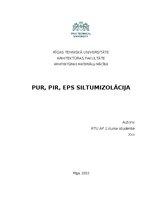 Referāts 'PUR, PIR, EPC siltumizolācija', 1.