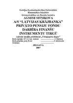 Referāts 'A/s “Latvijas Krājbanka” privāto pensiju fondu darbība finanšu instrumentu tirgū', 1.