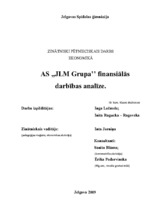 Referāts 'AS "JLM Grupa" finansiālās darbības analīze', 1.