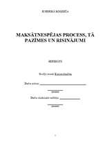 Referāts 'Maksātnespējas process, tā pazīmes un risinājumi', 1.