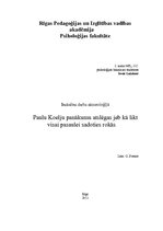 Konspekts 'Paulu Koelju panākumu atslēgas jeb kā likt visai pasaulei sadoties rokās', 1.