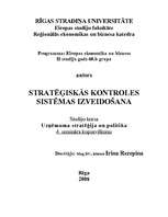Konspekts 'Stratēģiskās kontroles sistēmas izveidošana', 1.