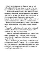 Eseja 'My Character', 2.