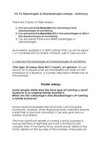 Konspekts 'IELTS Advantages and disadvantages essays - summary', 1.