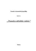 Referāts 'Pasaules attīstītās valstis', 1.