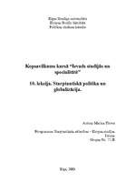 Eseja 'Starptautiskā politika un globalizācija', 1.