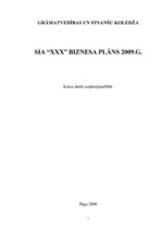 Biznesa plāns 'SIA "XXX" biznesa plāns', 1.