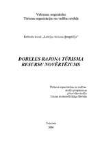 Referāts 'Dobeles rajona tūrisma resursu novērtējums', 1.