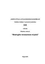 Referāts 'Madrigāls renesanses mūzikā', 1.