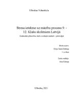 Referāts 'Stresa ietekme uz mācību procesu 9. - 12. Klašu skolēniem Latvijā', 1.