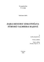 Diplomdarbs 'Dabas resursu izmantošana tūrismā Valmieras rajonā', 1.