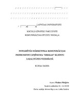 Referāts 'Integrētās mārketinga komunikācijas instrumenti uzņēmuma klientu lojalitātes vei', 1.