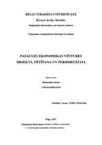 Konspekts 'Pasaules ekonomikas vēstures objekts, pētīšana un periodizācija', 1.