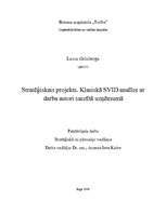 Referāts 'Stratēģiskais projekts. Klasiskā SVID analīze uzņēmumā "X"', 1.