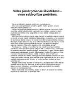 Eseja 'Vides piesārņošanas likvidēšana – visas sabiedrības problēma', 1.