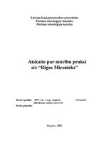 Prakses atskaite 'Atskaite par mācību praksi AS "Rīgas Miesnieks"', 1.