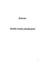 Referāts 'Mobilie banku pakalpojumi', 1.