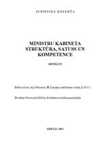 Referāts 'Latvijas Republikas Ministru kabineta iekārta, struktūra un kompetence', 1.