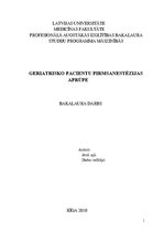 Referāts 'Geriatrisko pacientu pirmsanestēzijas aprūpe', 1.