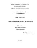 Konspekts 'Ekonomiskā politika, tās instrumenti', 1.