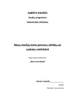Eseja 'Masu mediju loma personu vērtību un uzskatu veidošanā', 1.