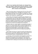 Eseja 'There is an opinion that books can change lives', 1.