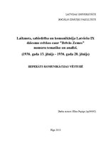 Referāts 'Laikmets, sabiedrība un komunikācija Latviešu IX Dziesmu svētkos "Brīvās Zemes" ', 1.