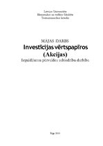 Referāts 'Investīcijas vērtspapīros', 1.