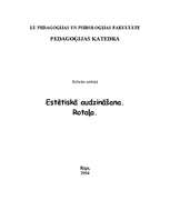 Referāts 'Estētiskā audzināšana. Rotaļa', 1.