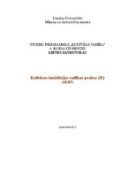 Prakses atskaite 'Kultūras institūciju vadības prakse', 1.