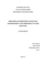 Referāts 'Phenomena of Repetition in Election Advertisements and Their Impact on the Elect', 1.