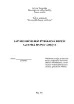 Referāts 'Latvijas Republikas integrācija Eiropas Savienībā finanšu aspektā', 1.