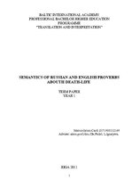 Referāts 'Семантика русских и английских пословиц о смерти-жизни', 1.
