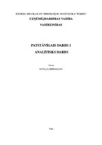 Eseja 'Analītisks darbs', 1.