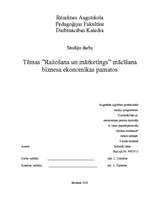 Referāts 'Tēmas "Ražošana un mārketings" mācīšana biznesa ekonomikas pamatos', 1.