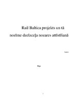 Referāts '"Rail Baltica" projekts un tā nozīme dzelzceļa nozares attīstīšanā', 1.
