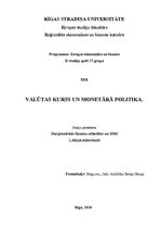 Konspekts 'Valūtas kurss un monetārā politika', 1.