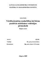 Diplomdarbs 'Vērtīborientētas nodarbības kā bērnu pozitīvās attieksmes veidotājas pirmsskolā', 1.
