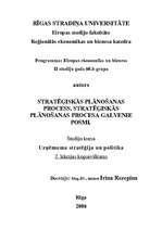 Konspekts 'Stratēģiskās plānošanas process. Stratēģiskās plānošanas procesa galvenie posmi', 1.