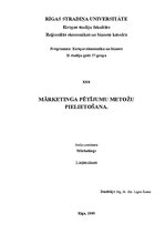 Konspekts 'Mārketinga pētījumu metožu pielietošana', 1.