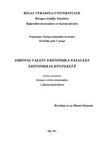 Konspekts 'Eiropas valstu ekonomika pasaules ekonomikas kontekstā', 1.