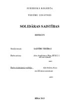 Referāts 'Solidāras saistības', 1.