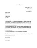 Konspekts 'Letter of Application', 1.