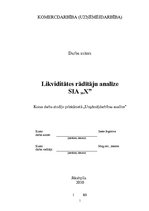 Referāts 'Likviditātes rādītāju analīze SIA "X"', 1.