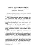 Eseja 'Pasaules apguve Roalda Dāla grāmatā “Matilde”', 1.