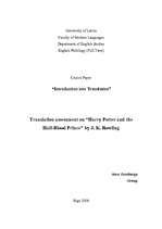 Konspekts 'Translation Assessment on "Harry Potter and the Half-Blood Prince" by J.K.Rowlin', 1.