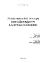 Referāts 'Pirmā astronomiskā teleskopa un mūsdienu astronomiskā teleskopa salīdzinājums', 1.